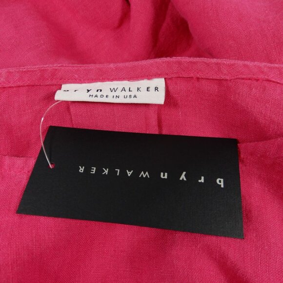 BRYN WALKER Phryne Shift DRESS Pink Linen Crew Neck Ruffled Bell Sleeve NEW $203 - Picture 3 of 8